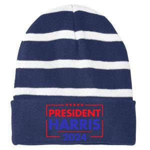 President Kamala Madam Harris Striped Beanie with Solid Band