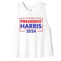 President Kamala Madam Harris Women's Racerback Cropped Tank