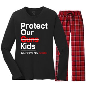 Protect Kid Not Guns Protect Our Kid Not Gun Guns Reform Now Uvalde Women's Long Sleeve Flannel Pajama Set 