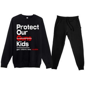 Protect Kid Not Guns Protect Our Kid Not Gun Guns Reform Now Uvalde Premium Crewneck Sweatsuit Set