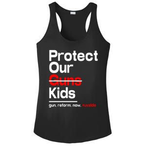 Protect Kid Not Guns Protect Our Kid Not Gun Guns Reform Now Uvalde Ladies PosiCharge Competitor Racerback Tank