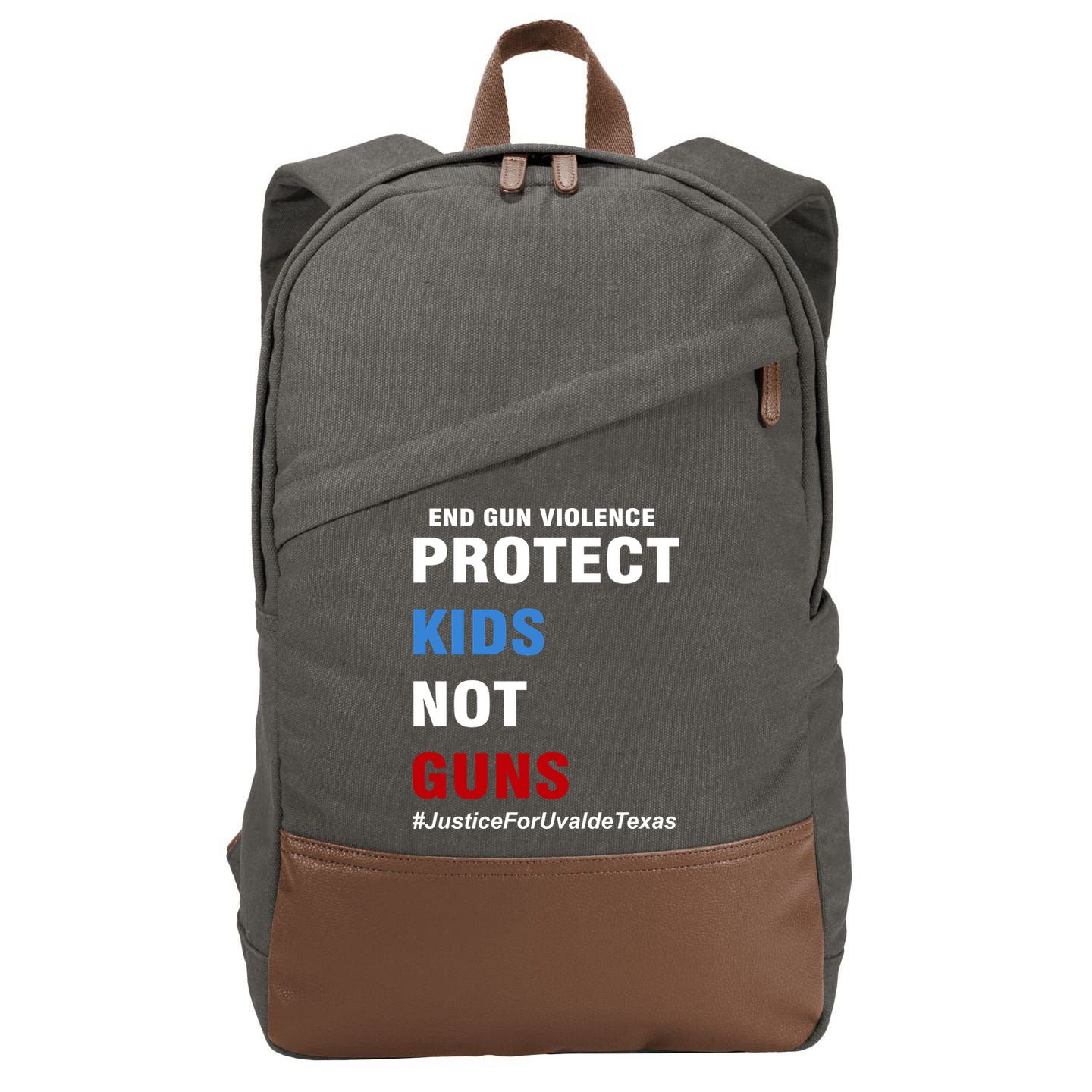 Protect Kids Not Guns #JusticeForUvalde Cotton Canvas Backpack