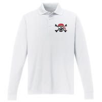 Pirate Kids Or Adults Crossbones And Skull Performance Long Sleeve Polo