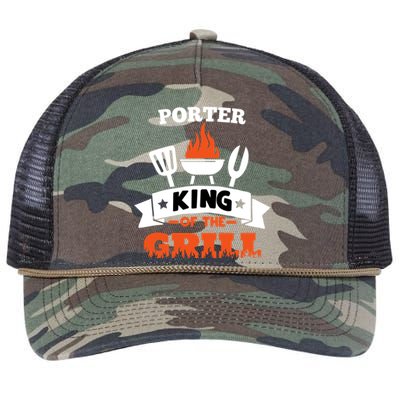 Porter King Of The Grill Grilling Bbq Chef Master Cooking Gift Retro Rope Trucker Hat Cap