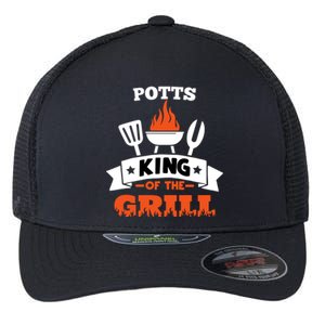 Potts King Of The Grill Grilling Bbq Chef Master Cooking Gift Flexfit Unipanel Trucker Cap