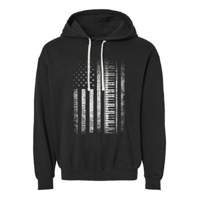 Patriotic Keyboard Player Keyboardist Keyboarder Usa Flag Garment-Dyed Fleece Hoodie