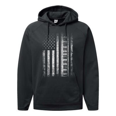 Patriotic Keyboard Player Keyboardist Keyboarder Usa Flag Performance Fleece Hoodie