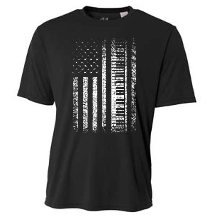 Patriotic Keyboard Player Keyboardist Keyboarder Usa Flag Cooling Performance Crew T-Shirt