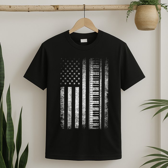 Patriotic Keyboard Player Keyboardist Keyboarder Usa Flag T-Shirt
