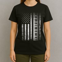 Patriotic Keyboard Player Keyboardist Keyboarder Usa Flag T-Shirt