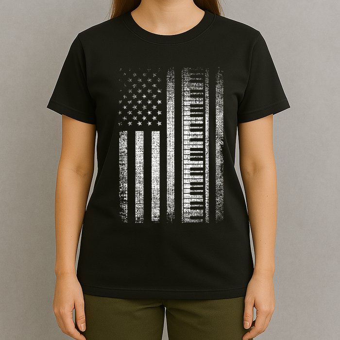 Patriotic Keyboard Player Keyboardist Keyboarder Usa Flag T-Shirt