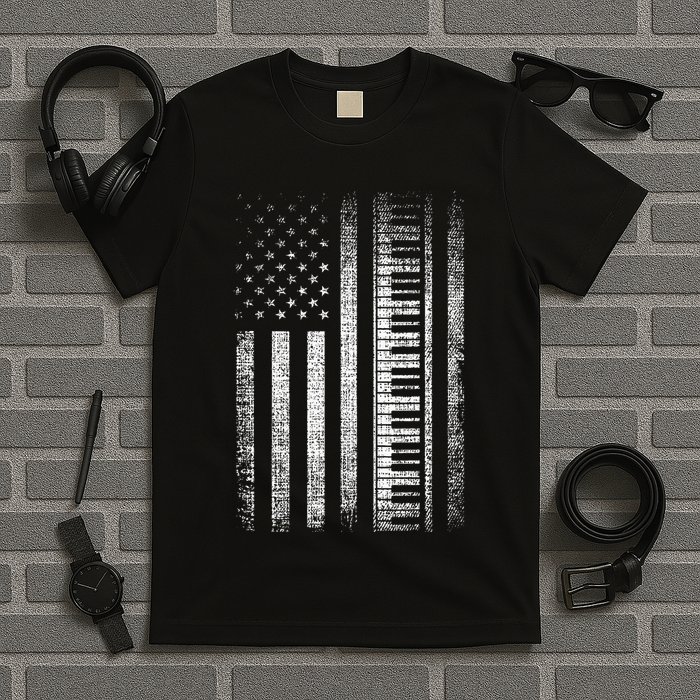 Patriotic Keyboard Player Keyboardist Keyboarder Usa Flag T-Shirt