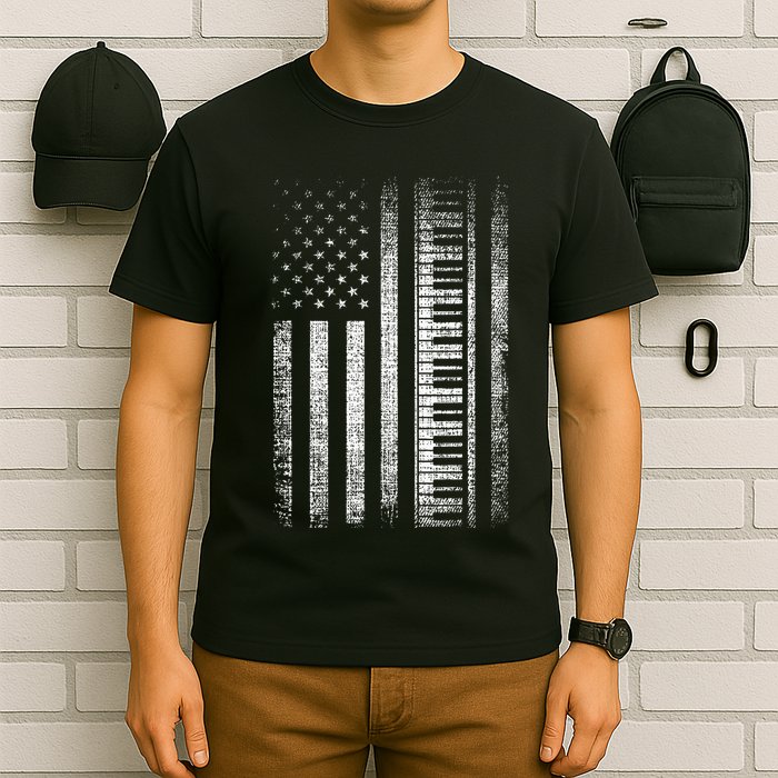 Patriotic Keyboard Player Keyboardist Keyboarder Usa Flag T-Shirt