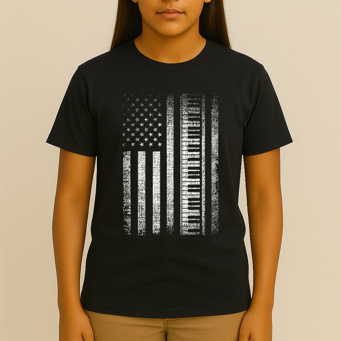 Patriotic Keyboard Player Keyboardist Keyboarder Usa Flag T-Shirt