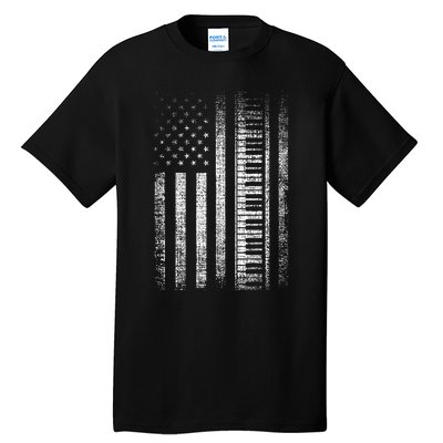 Patriotic Keyboard Player Keyboardist Keyboarder Usa Flag Tall T-Shirt