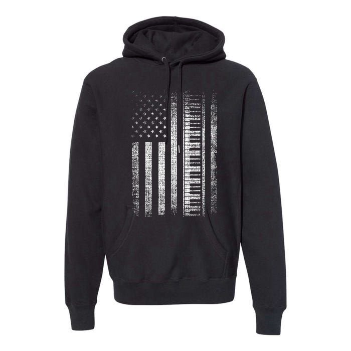 Patriotic Keyboard Player Keyboardist Keyboarder Usa Flag Premium Hoodie