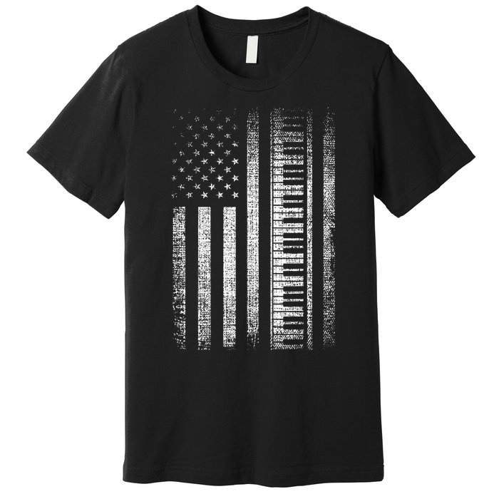 Patriotic Keyboard Player Keyboardist Keyboarder Usa Flag Premium T-Shirt