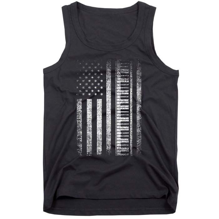 Patriotic Keyboard Player Keyboardist Keyboarder Usa Flag Tank Top