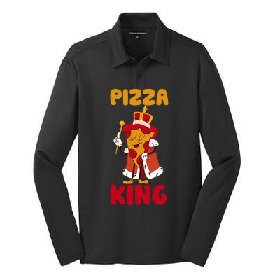 Pizza King, Pizza Lover Tee, Cute Pizza Silk Touch Performance Long Sleeve Polo