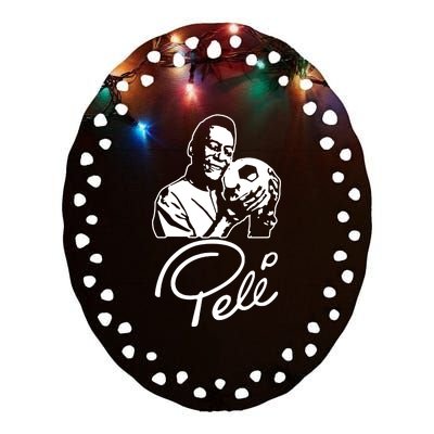 Pele, King Pele Brazil Brasil Football Legend Footy Soccer All Time Ceramic Oval Ornament