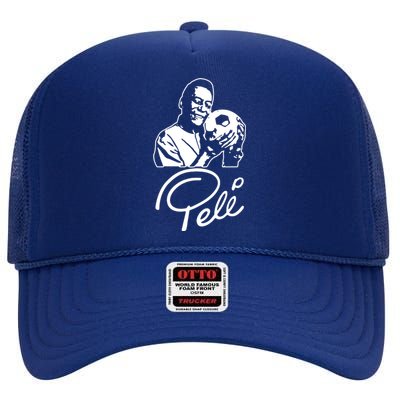 Pele, King Pele Brazil Brasil Football Legend Footy Soccer All Time High Crown Mesh Back Trucker Hat