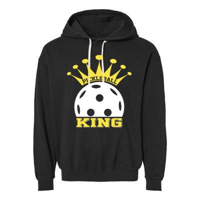 Pickleball King Paddles Player Gift Garment-Dyed Fleece Hoodie