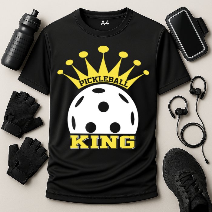 Pickleball King Paddles Player Gift Cooling Performance Crew T-Shirt