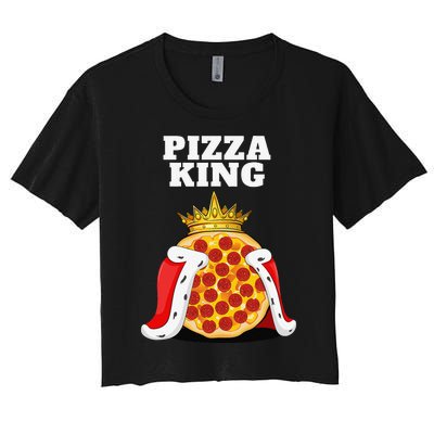 Pizza King Pizza Lover Cute Pizza Funny Foodie Women's Crop Top Tee