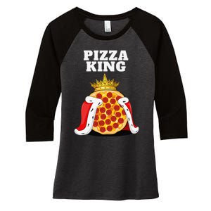 Pizza King Pizza Lover Cute Pizza Funny Foodie Women's Tri-Blend 3/4-Sleeve Raglan Shirt