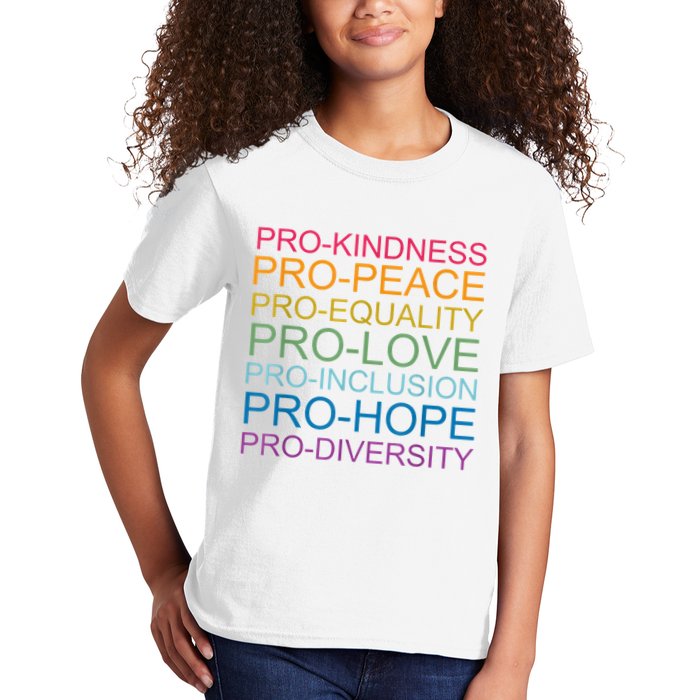 Pro Kindness Pro Peace Equality Love Diversity Human Rights Kids T-Shirt