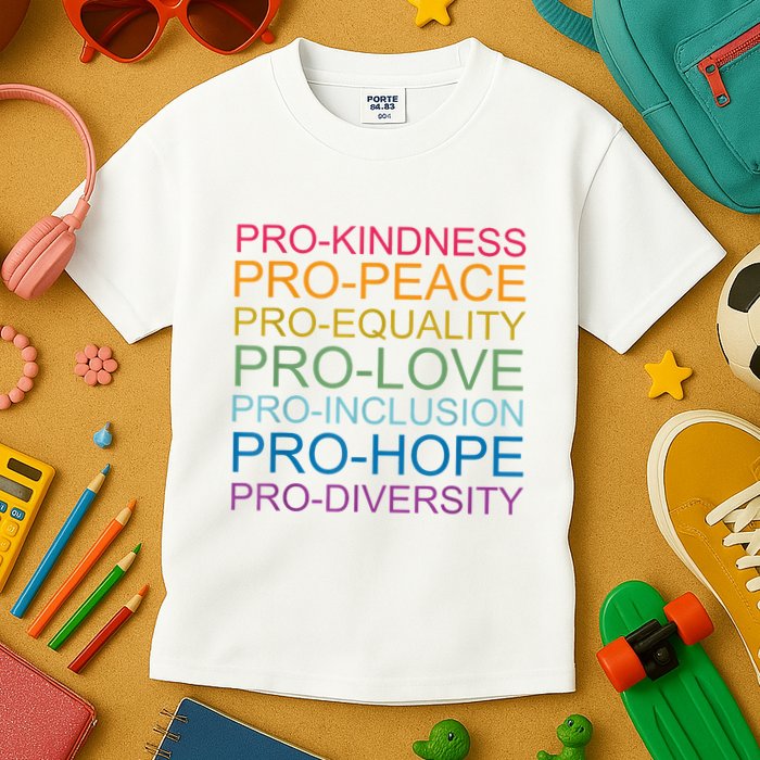Pro Kindness Pro Peace Equality Love Diversity Human Rights Kids T-Shirt