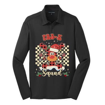 Pre K Reindeer Christmas Xmas Teacher Squad Cute Gift Silk Touch Performance Long Sleeve Polo