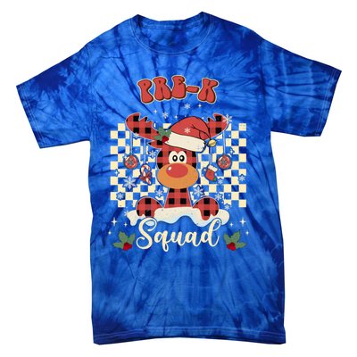 Pre K Reindeer Christmas Xmas Teacher Squad Cute Gift Tie-Dye T-Shirt