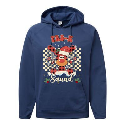 Pre K Reindeer Christmas Xmas Teacher Squad Cute Gift Performance Fleece Hoodie