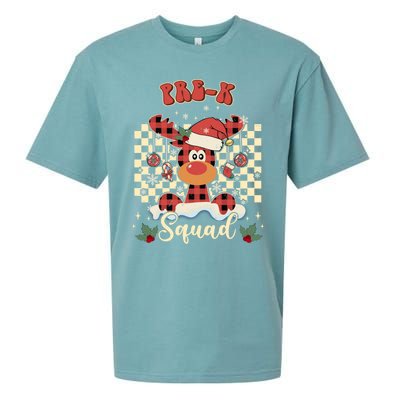 Pre K Reindeer Christmas Xmas Teacher Squad Cute Gift Sueded Cloud Jersey T-Shirt