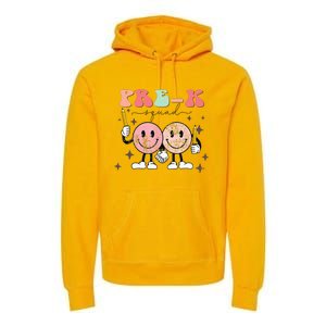 Pre K Squad Groovy Face Back To School Teacher Premium Hoodie