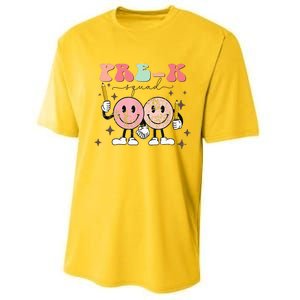 Pre K Squad Groovy Face Back To School Teacher Performance Sprint T-Shirt