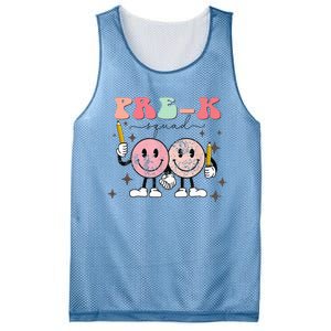 Pre K Squad Groovy Face Back To School Teacher Mesh Reversible Basketball Jersey Tank