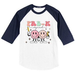 Pre K Squad Groovy Face Back To School Teacher Baseball Sleeve Shirt