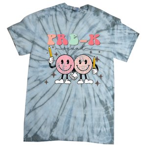 Pre K Squad Groovy Face Back To School Teacher Tie-Dye T-Shirt