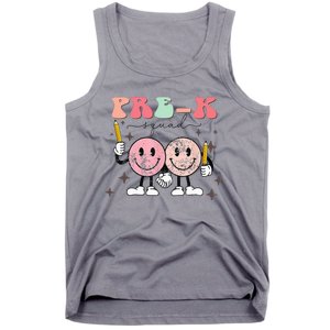 Pre K Squad Groovy Face Back To School Teacher Tank Top