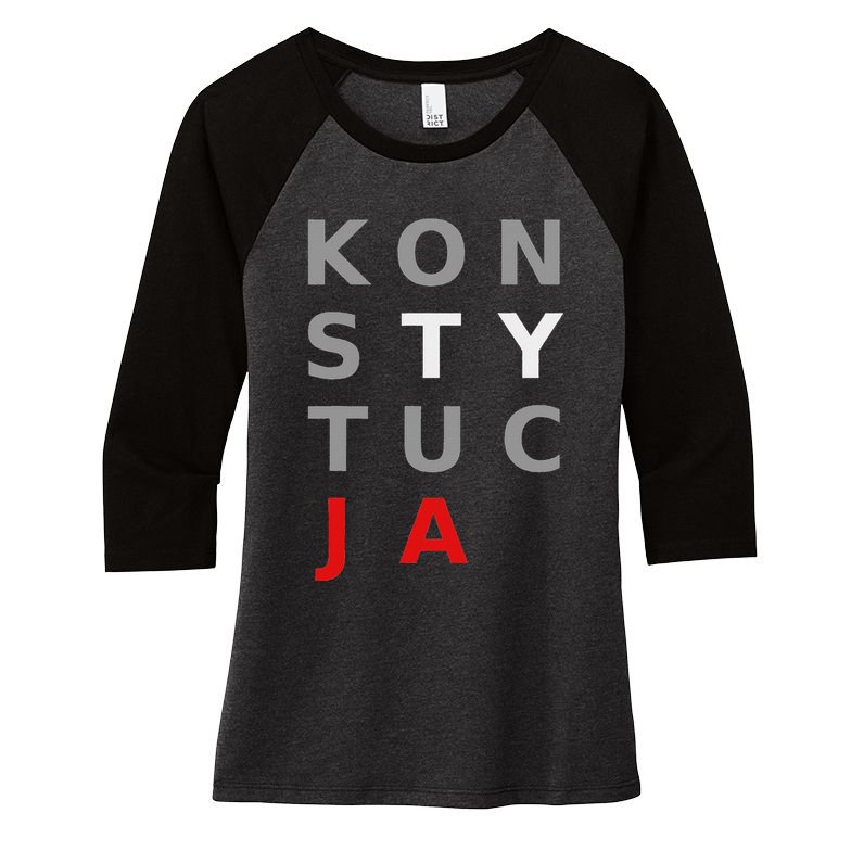 Polska Konstytucja Support Protest Koszulka Women's Tri-Blend 3/4-Sleeve Raglan Shirt