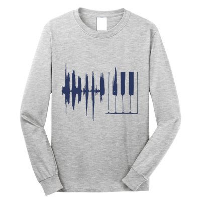 Piano Keys Sound Wave Keyboard Long Sleeve Shirt