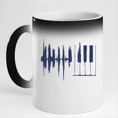 Piano Keys Sound Wave Keyboard 11oz Black Color Changing Mug