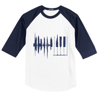 Piano Keys Sound Wave Keyboard Baseball Sleeve Shirt