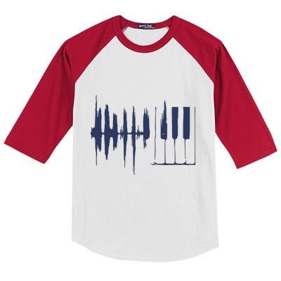 Piano Keys Sound Wave Keyboard Kids Colorblock Raglan Jersey