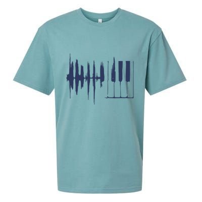 Piano Keys Sound Wave Keyboard Sueded Cloud Jersey T-Shirt