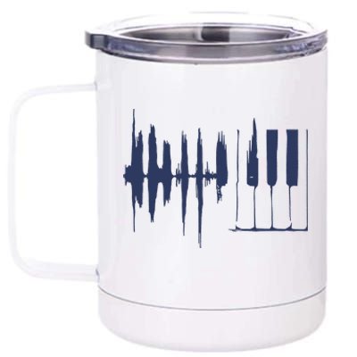 Piano Keys Sound Wave Keyboard 12 oz Stainless Steel Tumbler Cup