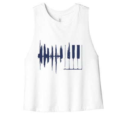 Piano Keys Sound Wave Keyboard Women's Racerback Cropped Tank