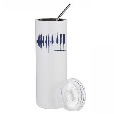 Piano Keys Sound Wave Keyboard Stainless Steel Tumbler